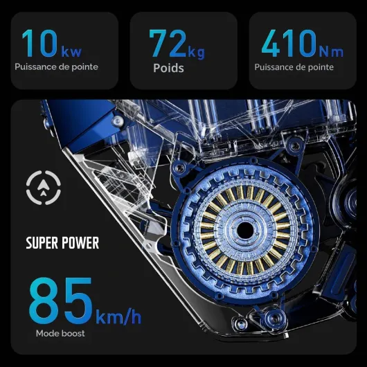 Cysum Moto électrique pour adultes, batterie 72V 40Ah, autonomie de 120 km, moto tout-terrain électrique avec freins hydrauliques