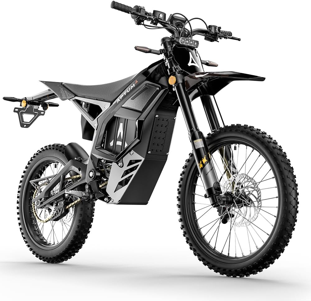 Aptum AP-8F Moto cross électrique pour adultes, moto tout-terrain 72 V 40 Ah, autonomie 120 km, roues 19"/18", freins hydrauliques à 4 pistons, IP65 E-bike (noir)