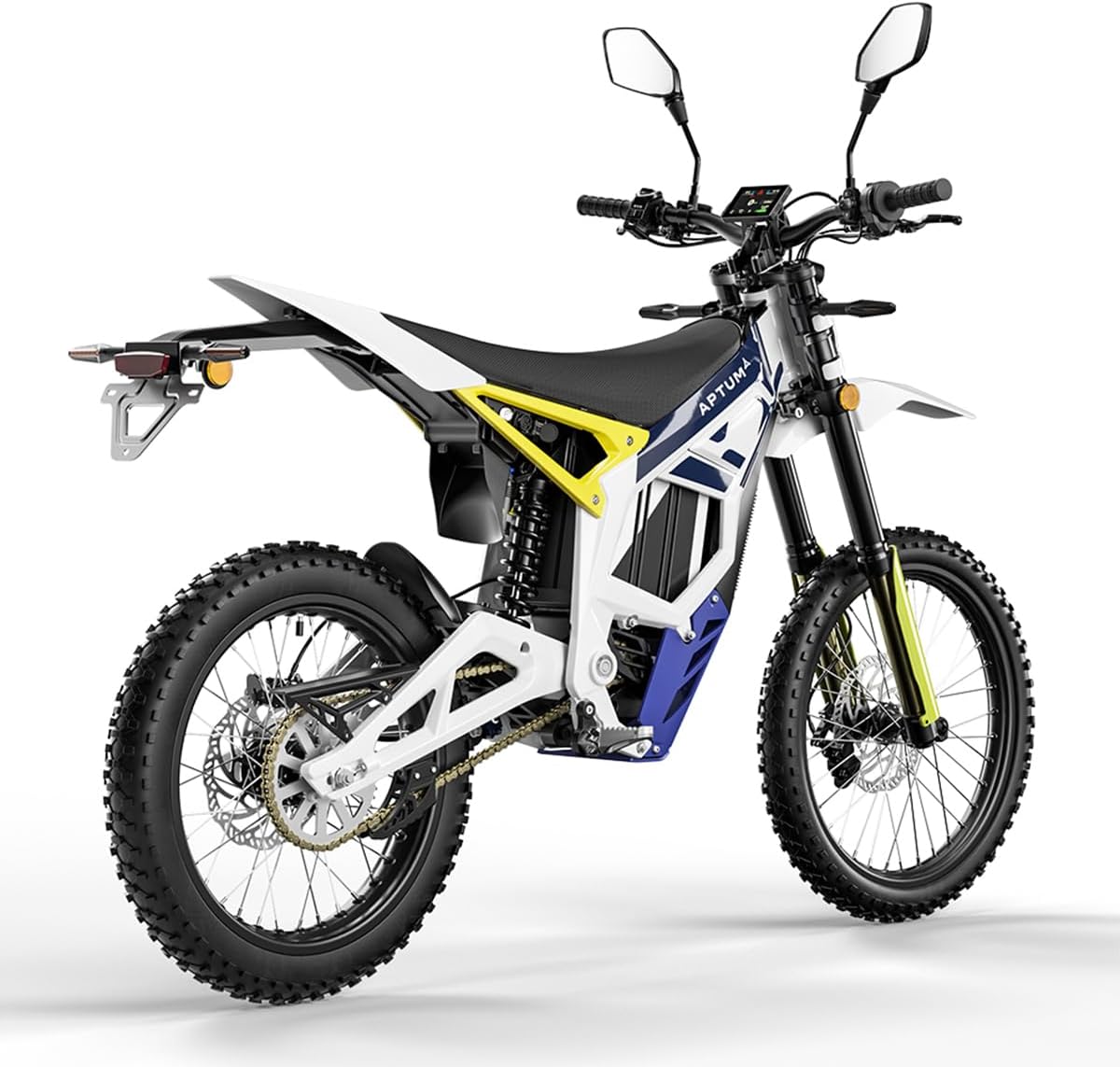 Cysum Aptum Ap-8F Moto Électrique Pour Adultes, Ici De Cross Électrique De 19 Pouces Avec Batterie Au Lithium De 72 V 40 Ah, Autonomie De 120 Km, Moteur De 10 Kw De Pointe, 410 Nm E-Moto (blanc)