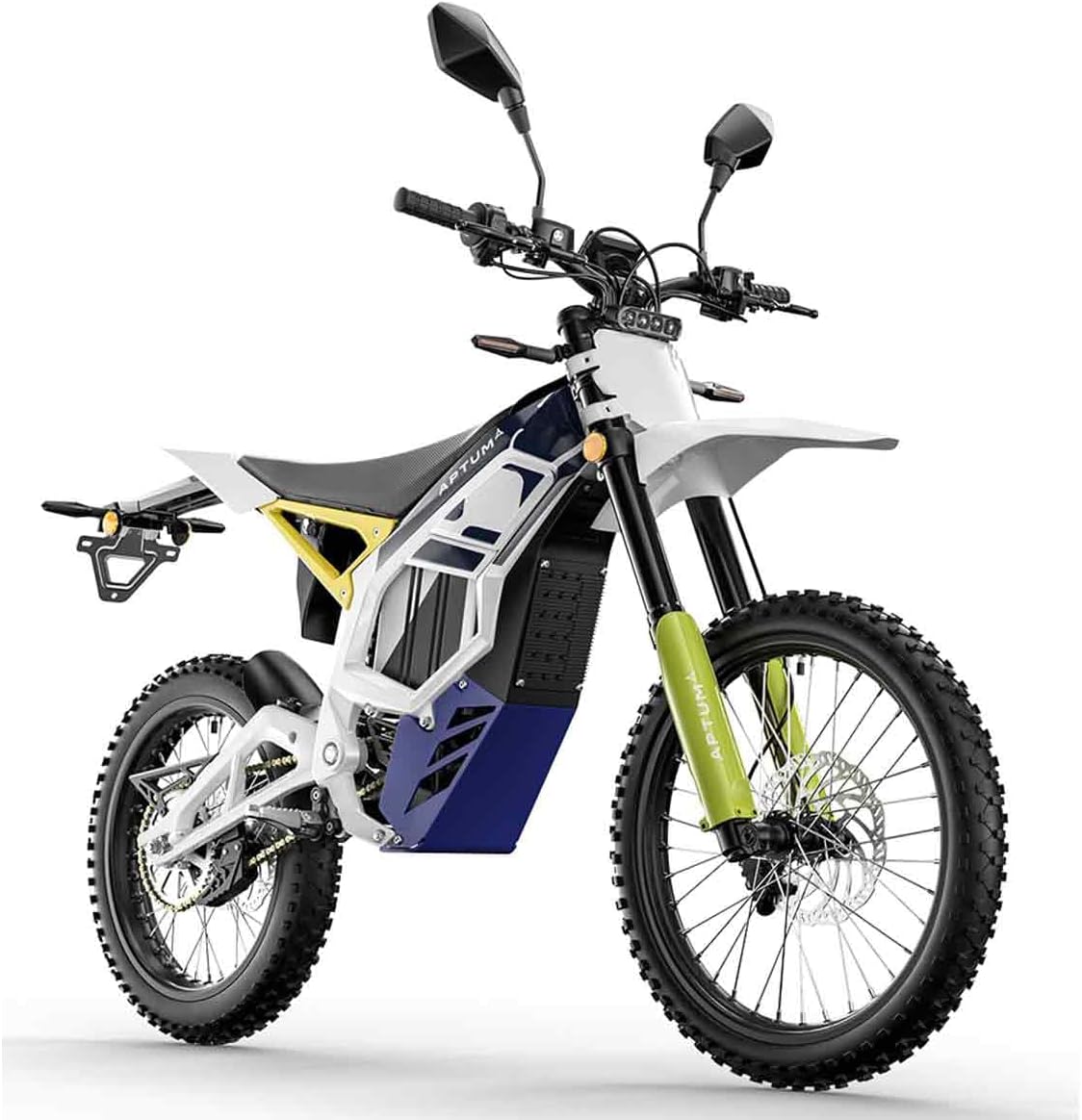 Cysum Aptum Ap-8F Vélo Électrique Homme, 19'' Moto Électrique Adultes avec Batterie 72 V 40 Ah, Autonomie De 120 Km, Freins Hydrauliques, Moto Cross Électrique Blanc