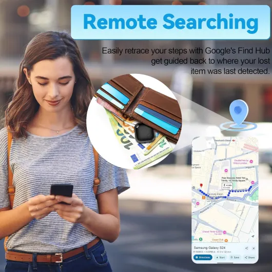 Air Tracker Android, Smart Air Traceur Tag, Traceur Localisateur D’Objets Bluetooth, Fonctionne avec l’app Google Localiser (Uniquement Android), Android Smart Tracker Tag pour clés, Sac Noir
