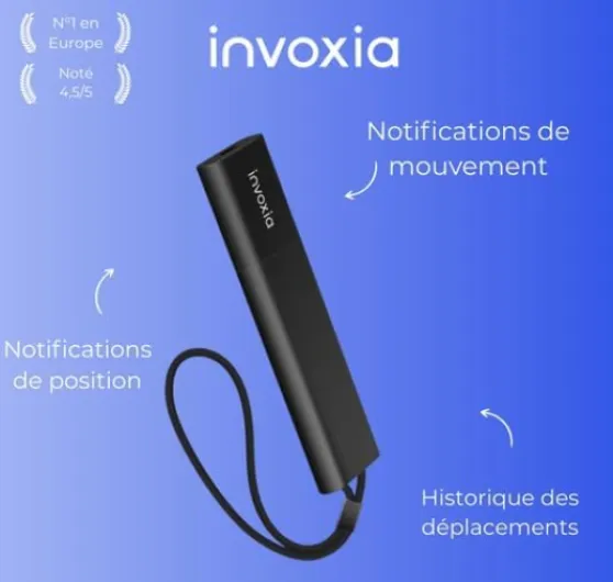 Invoxia Tracker GPS Pro - Localisation en Temps Réel - 1 an d'abonnement Inclus - pour Voitures, Motos, Enfants - Alertes de Mouvement et d’Inclinaison - Réseau 4G LTE-M - Jusqu’à 3 Mois d’autonomie Abonnement 1 an