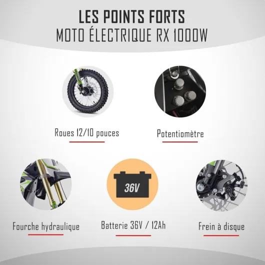 Moto Cross Électrique Enfant 1000W Orion 2025 – Mini Moto Enfant Puissante avec Suspensions Hydrauliques & Freins à Disque – Moto Électrique Tout-Terrain Enfant – Orange