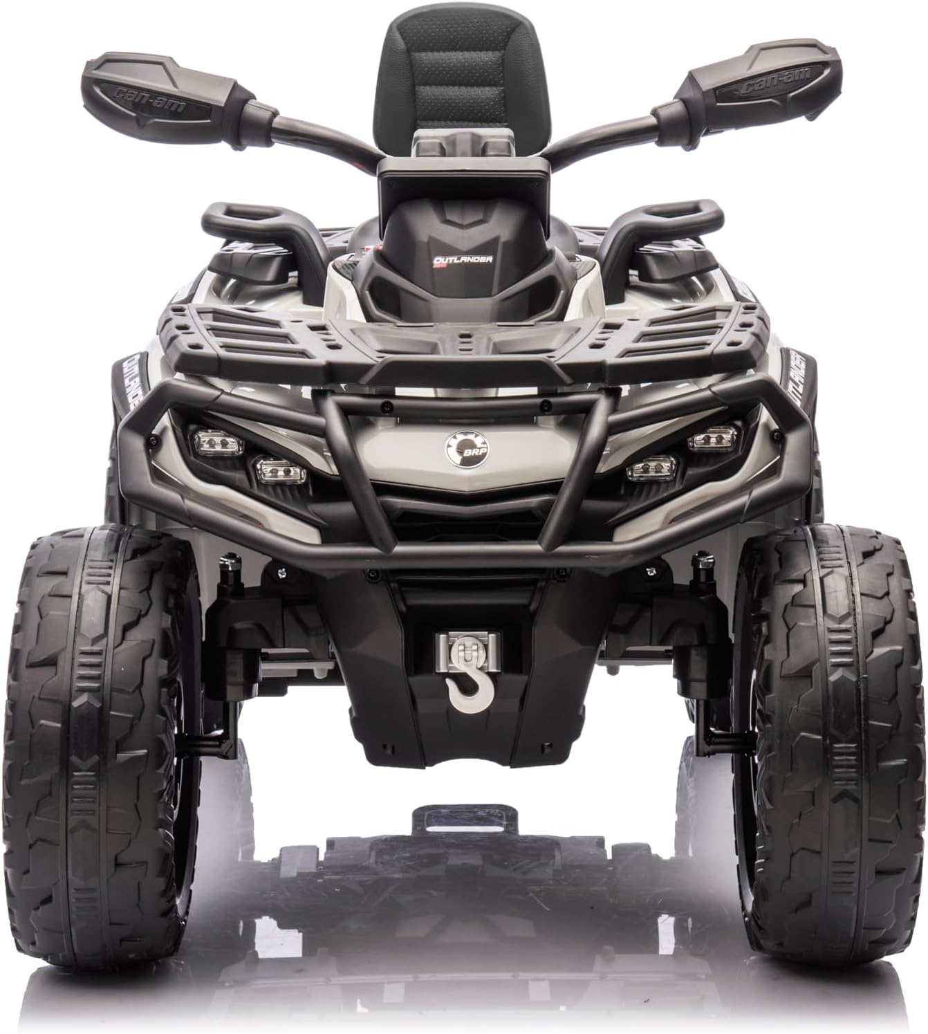 Quad Electric Enfants 2 Places 24V, Can-am Outlander, Voiture Electrique Enfants 4x4, lumières LED, 24V, Moteurs 4 x 200W Batterie: 24V 7Ah, Roues Souples en EVA (Grise)