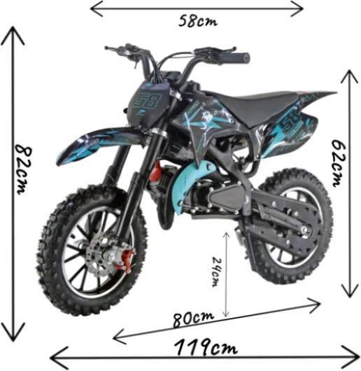 KXD 703A 49 cm³ 2 temps Leopard Dirtbike pour Dirt Bike Enduro DirtBike pocket 49 cc Pitbike PocketBike Motocross Moto Motorsport Pocket Full Cross Cross Cross (turquoise KXD 703A 49 cm³ 2 temps)