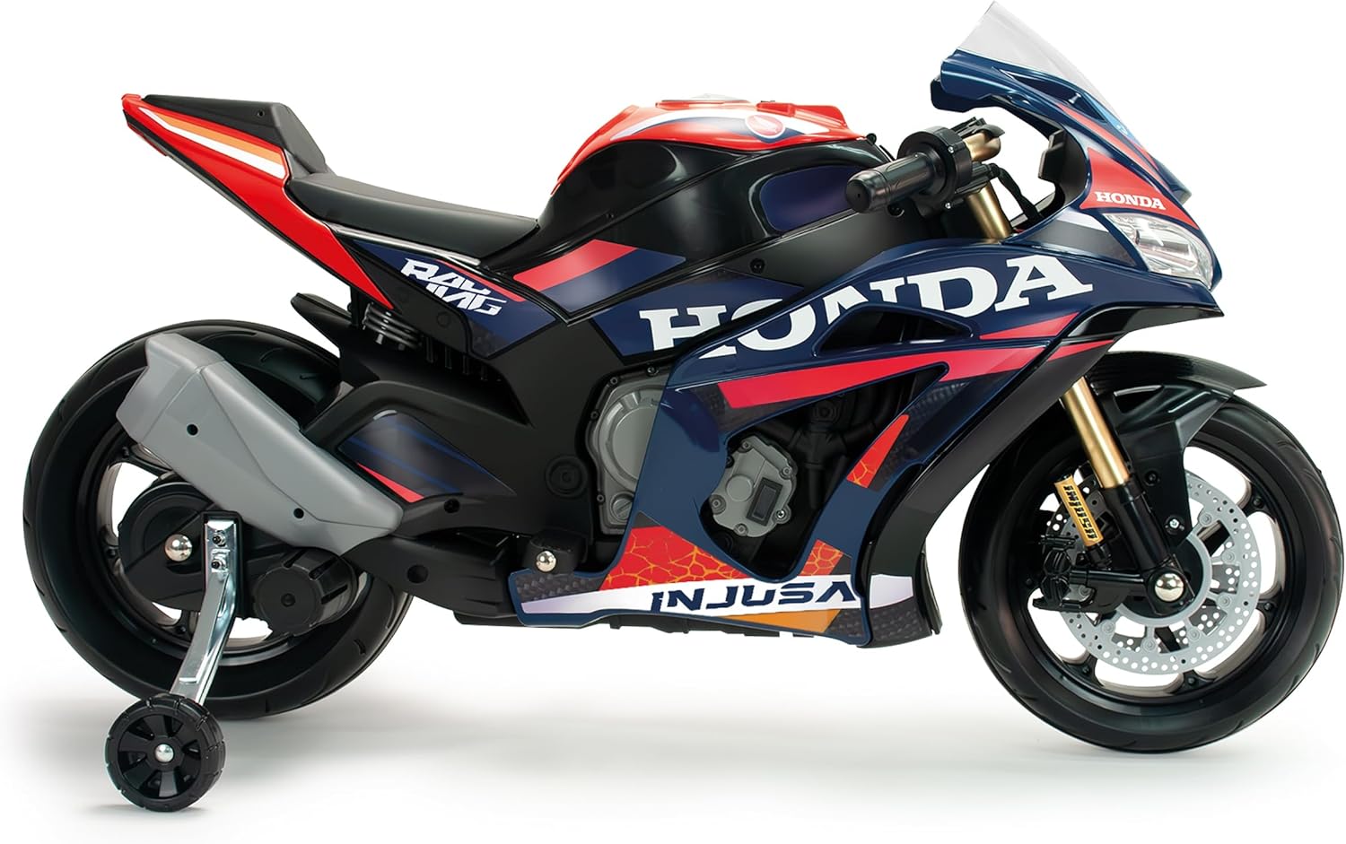 Moto Électrique Enfant 12V Honda Compétition Officielle avec Batterie Sons LED Roues Stabilisateur Accélérateur Guidon Moto Course Dès 3 Ans 6 km/h Cadeau Fille Garçon - INJUSA Honda Competition