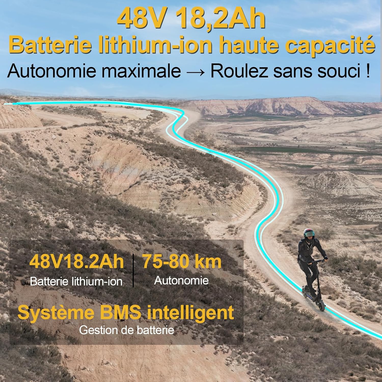 Trottinette Électrique Adulte Puissante Tout-terrain, Moteur 2000W Autonomie jusqu’à 80 km, Batterie 48V (13Ah / 18,2Ah / 20,8Ah), Double Suspension, Antivol, Trotinette Electrique Adulte Ultra Legere Noir-X5S
