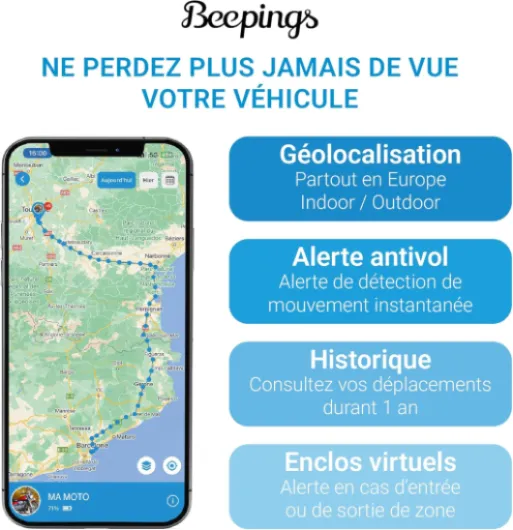 Tracker GPS Zen L - Non Brouillable - 1 an d'Abonnement Offert - Voiture, Moto, Scooter, Camping-Car - Alertes Antivol - Jusqu'à 12 Mois d'Autonomie - sans Carte SIM - Etanche ZLINT1Y