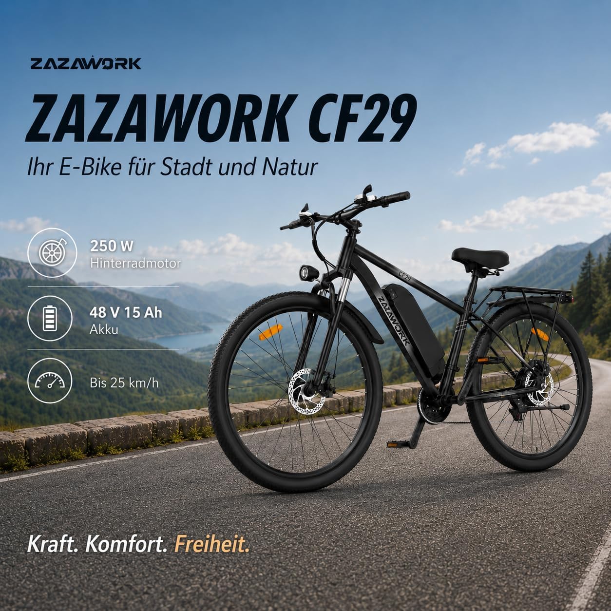 TIGUOWISH C29pro Vélo Électrique Adulte,Batterie Amovible 48V 15Ah,Moteur Tout-Terrain,VTT 21 Vitesses,Frein à Disque hydraulique,Écran LCD Intelligent,Éclairage LED Haute Luminosité.