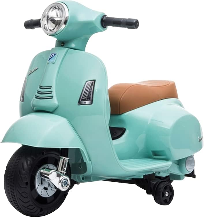 TURBO CHALLENGE - Porteur Vespa GTS Électrique -119151 - Vert d'Eau - Batterie 6V + Chargeur USB Inclus - Poids Max 25 Kg - À Partir de 2 Ans