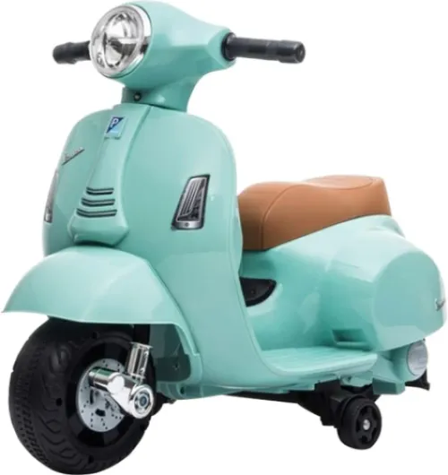 TURBO CHALLENGE - Porteur Vespa GTS Électrique -119151 - Vert d'Eau - Batterie 6V + Chargeur USB Inclus - Poids Max 25 Kg - À Partir de 2 Ans