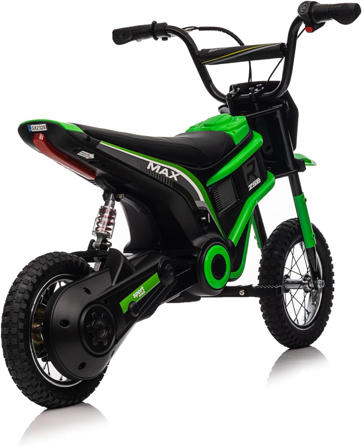 Moto Électrique Enfant 12V 250W Puissant – Style Moto Cross avec Double Batterie 2×7AH pour Autonomie Prolongée, Pneus Tout-Terrain et Suspension Garçon Fille 5-12 Ans – Vert Vert No - 9