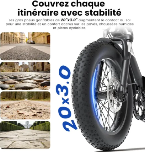 S3/S3 Pro Vélo Électrique Fat Bike Pliable, Pneus 20"x3.0" Tout Terrain, Grande Autonomie 195KM/ 65KM, 7 Vitesses, VTC E-Bike pour Adulte, Idéal pour Les Longs trajets et Les Voyages S3 Rouge